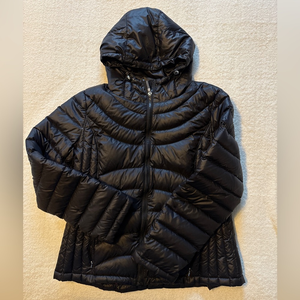 Andrew Marc Packable Lightweight Premium Down Black Hooded Puffer Jacket, Sz XL